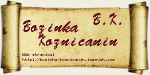 Božinka Kozničanin vizit kartica